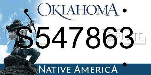 S547863 Oklahoma License Plate