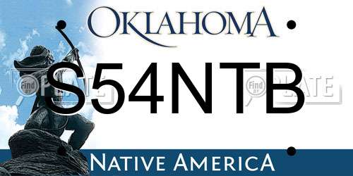 S54NTB Oklahoma License Plate