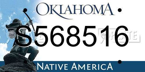 S568516 Oklahoma License Plate