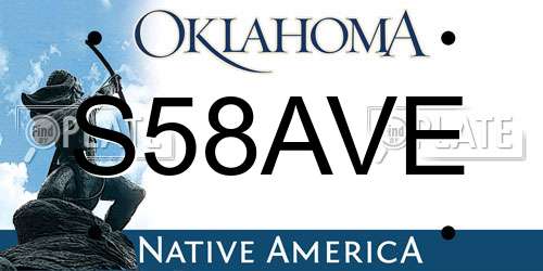 S58AVE Oklahoma License Plate