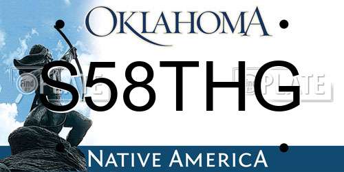 S58THG Oklahoma License Plate