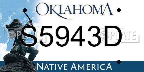 S5943D Oklahoma License Plate