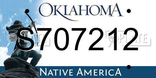 S707212 Oklahoma License Plate