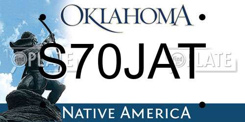 S70JAT Oklahoma License Plate