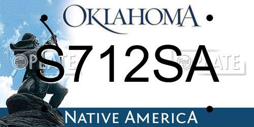 S712SA Oklahoma License Plate