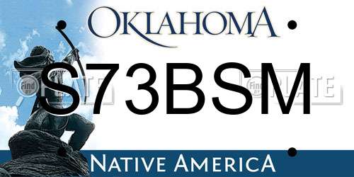 S73BSM Oklahoma License Plate