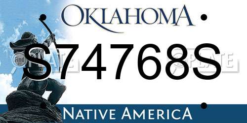 S74768S Oklahoma License Plate