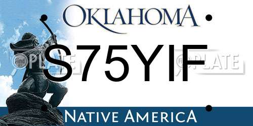 S75YIF Oklahoma License Plate