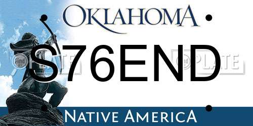 S76END Oklahoma License Plate