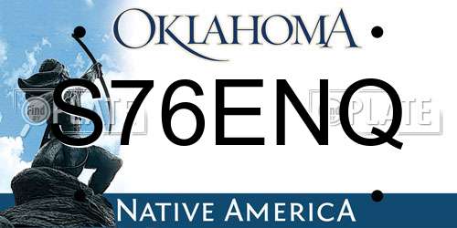 S76ENQ Oklahoma License Plate