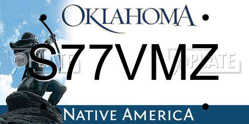 S77VMZ Oklahoma License Plate
