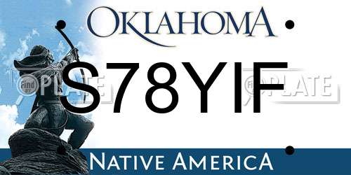 S78YIF Oklahoma License Plate