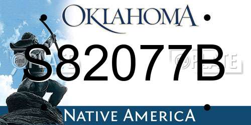 S82077B Oklahoma License Plate