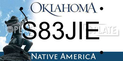 S83JIE Oklahoma License Plate