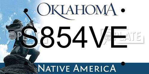 S854VE Oklahoma License Plate