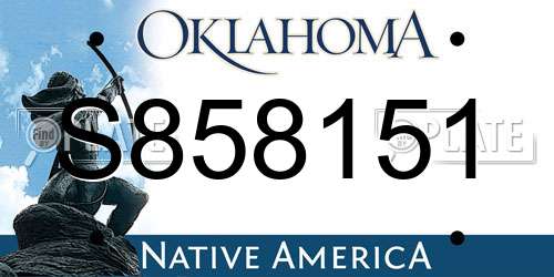 S858151 Oklahoma License Plate