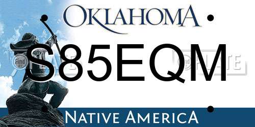 S85EQM Oklahoma License Plate