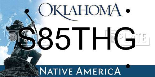 S85THG Oklahoma License Plate