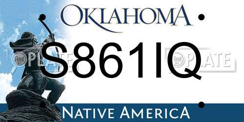 S861IQ Oklahoma License Plate