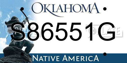 S86551G Oklahoma License Plate
