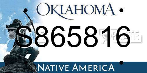 S865816 Oklahoma License Plate