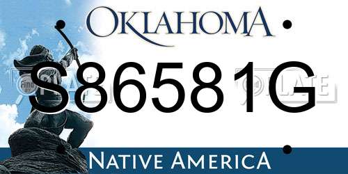 S86581G Oklahoma License Plate