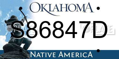 S86847D Oklahoma License Plate