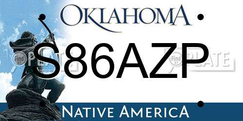 S86AZP Oklahoma License Plate