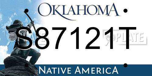S87121T Oklahoma License Plate