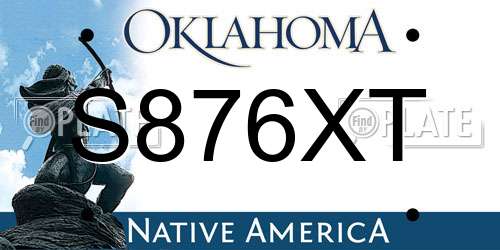 S876XT Oklahoma License Plate