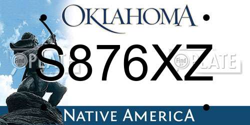 S876XZ Oklahoma License Plate