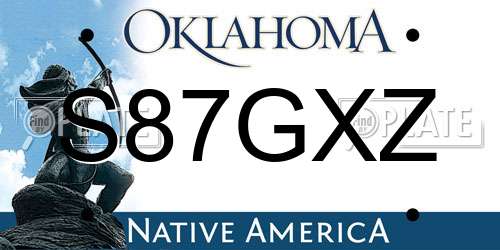 S87GXZ Oklahoma License Plate