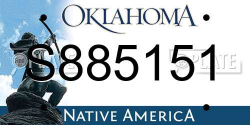 S885151 Oklahoma License Plate