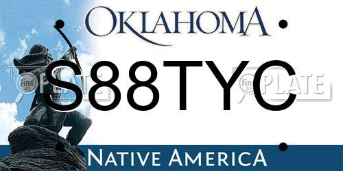 S88TYC Oklahoma License Plate