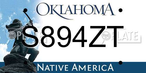 S894ZT Oklahoma License Plate