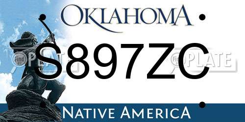 S897ZC Oklahoma License Plate