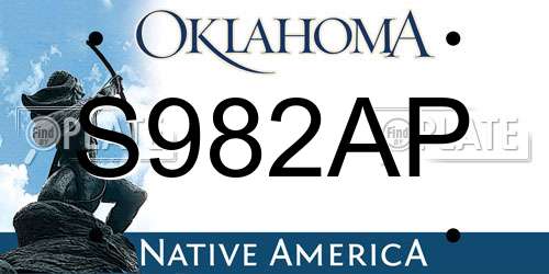 S982AP Oklahoma License Plate
