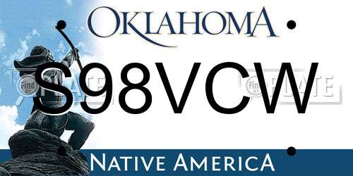 S98VCW Oklahoma License Plate