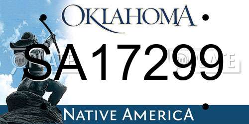 SA17299 Oklahoma License Plate
