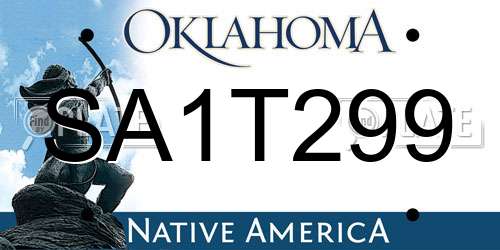 SA1T299 Oklahoma License Plate