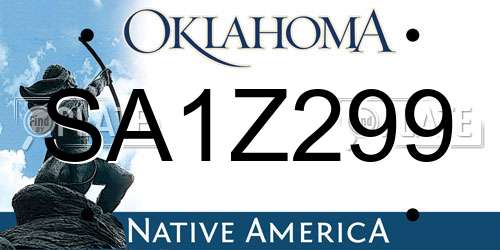 SA1Z299 Oklahoma License Plate