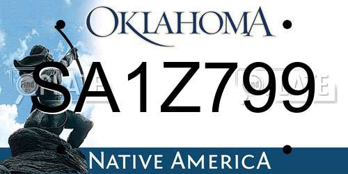 SA1Z799 Oklahoma License Plate
