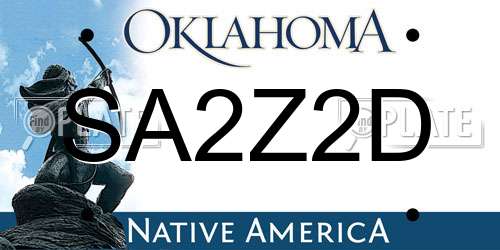 SA2Z2D Oklahoma License Plate