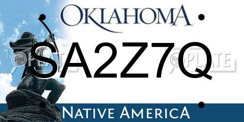 SA2Z7Q Oklahoma License Plate