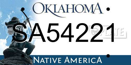 SA54221 Oklahoma License Plate