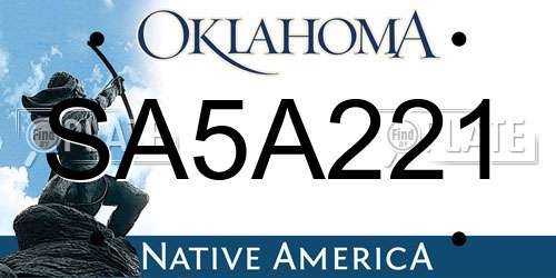 SA5A221 Oklahoma License Plate