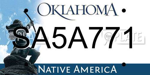 SA5A771 Oklahoma License Plate