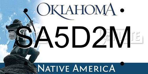 SA5D2M Oklahoma License Plate