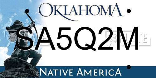 SA5Q2M Oklahoma License Plate