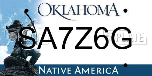 SA7Z6G Oklahoma License Plate